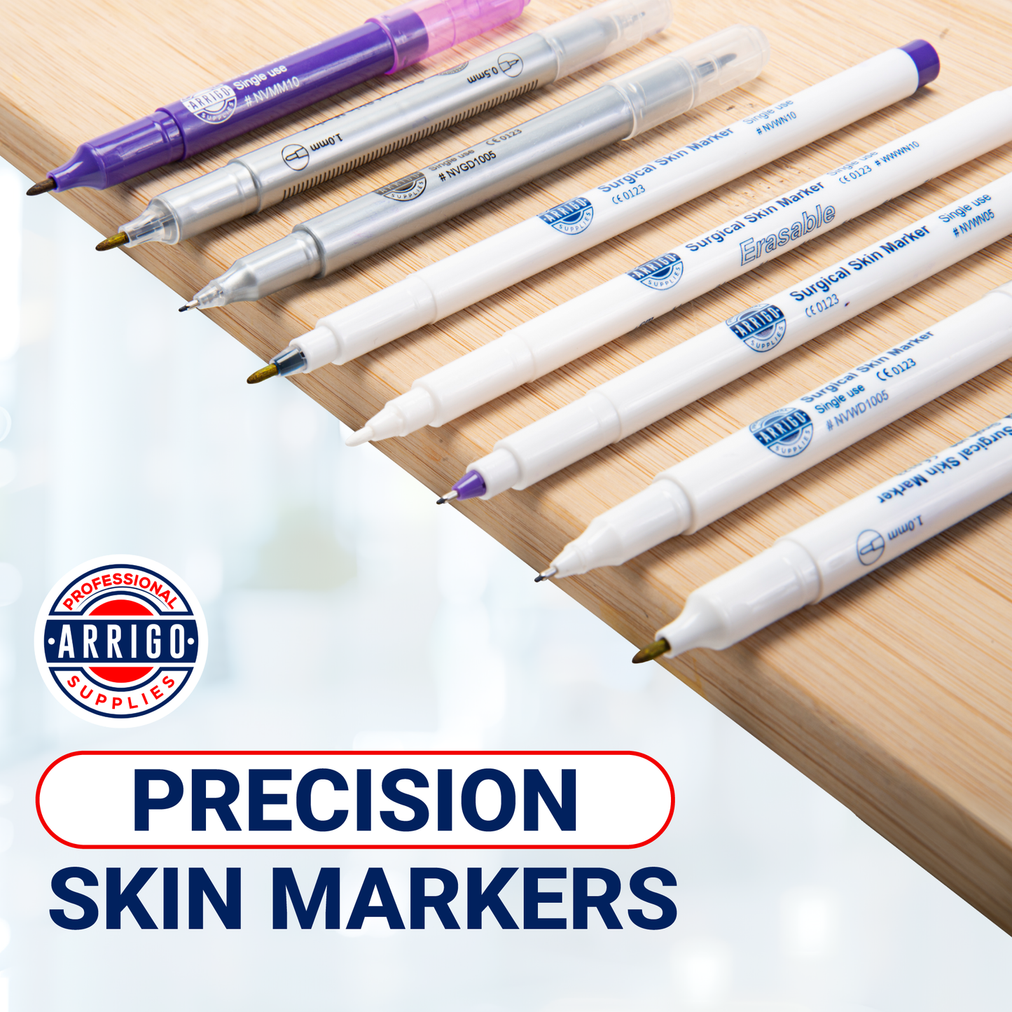 Skin Marker – 6 Pack - Violet- 0.5mm Fine & 1.0 Standard Tips - Sterile