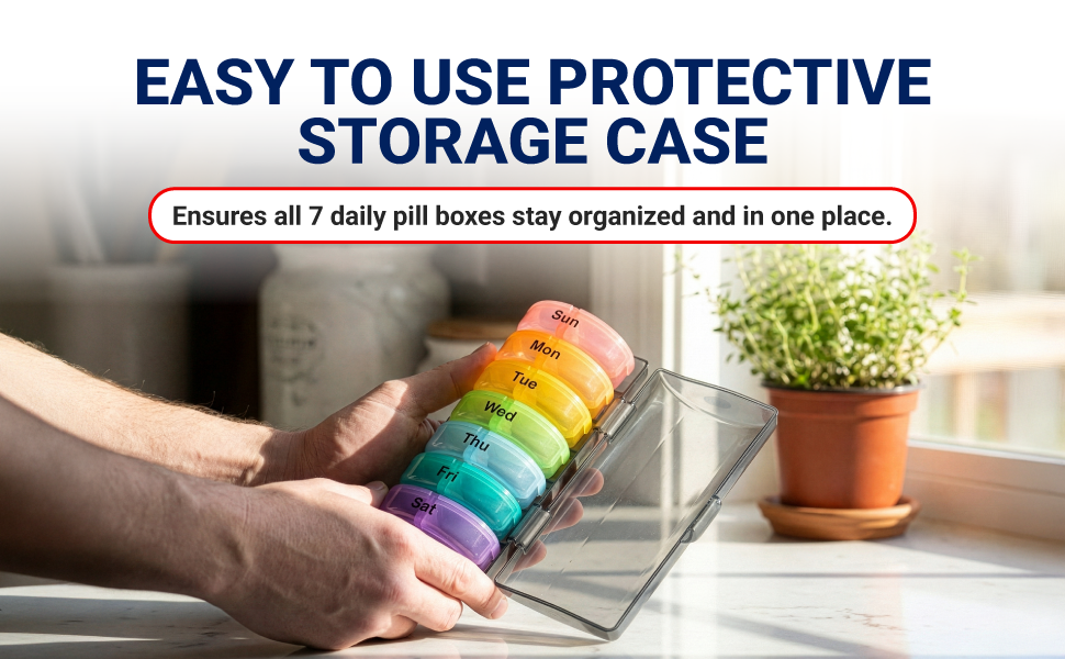 Pill Organizer - Weekly AM/PM – 7 Day Portable Pill Box with Removable Daily Containers