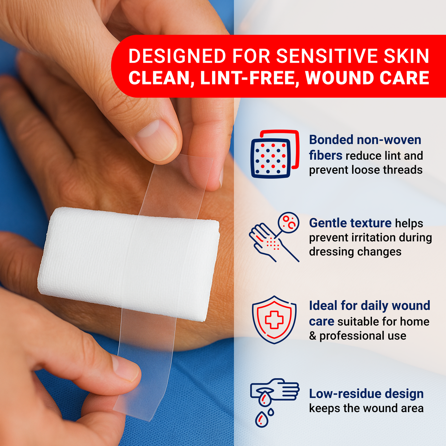 Non-Woven Sponges – 4-Ply Medical Grade Lint-Free Dressing Sponges