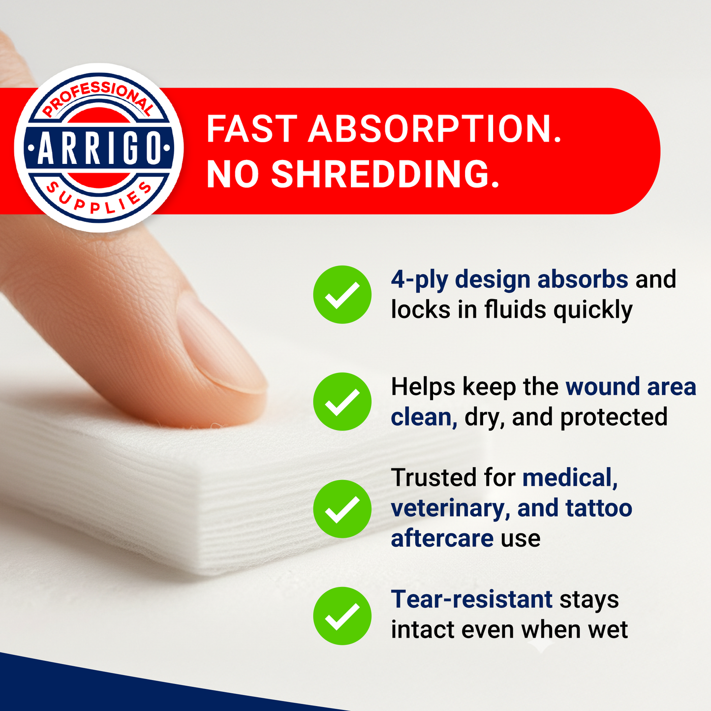 Non-Woven Sponges – 4-Ply Medical Grade Lint-Free Dressing Sponges