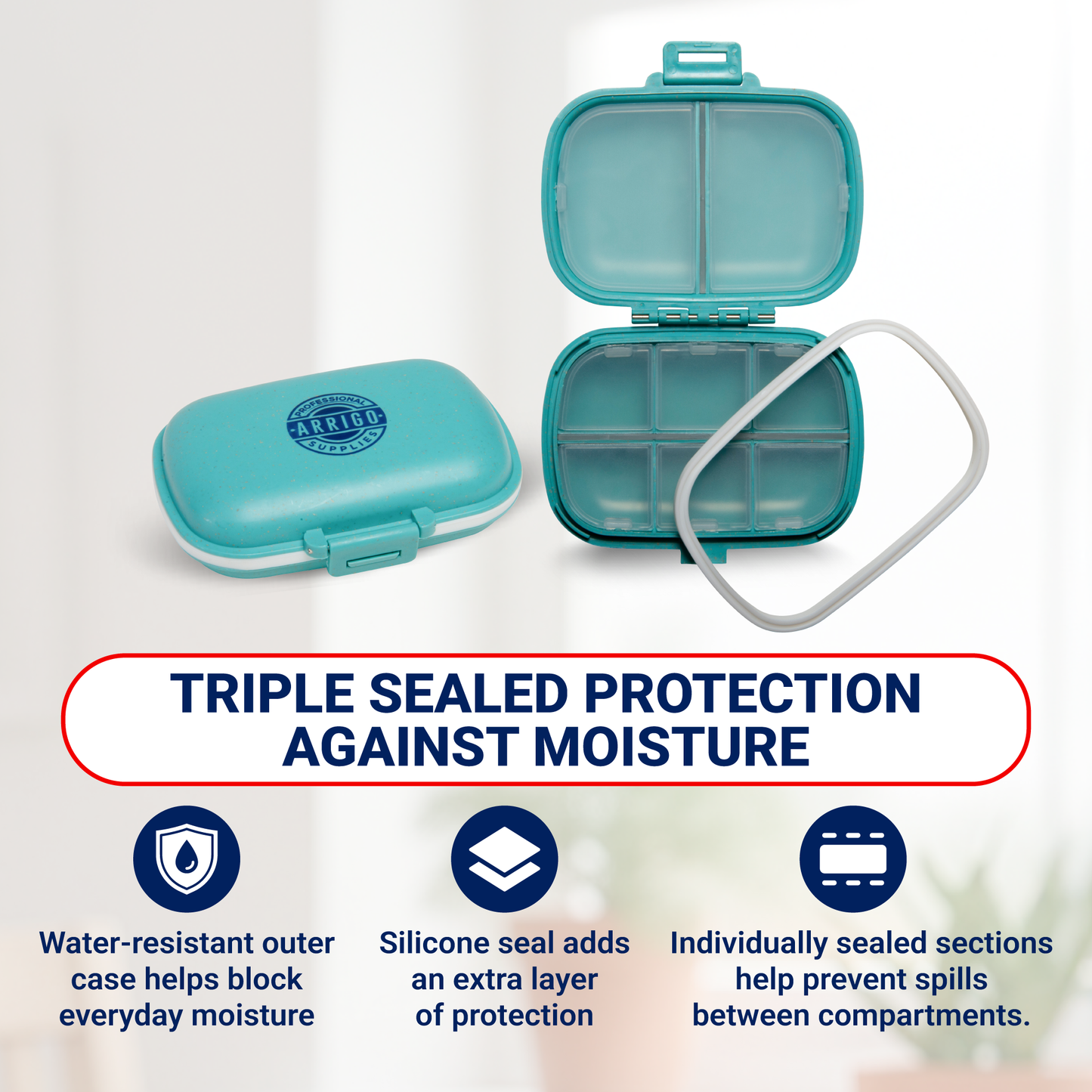 Pill Organizer - Clamshell– 4 Pack Portable Travel Pill Cases