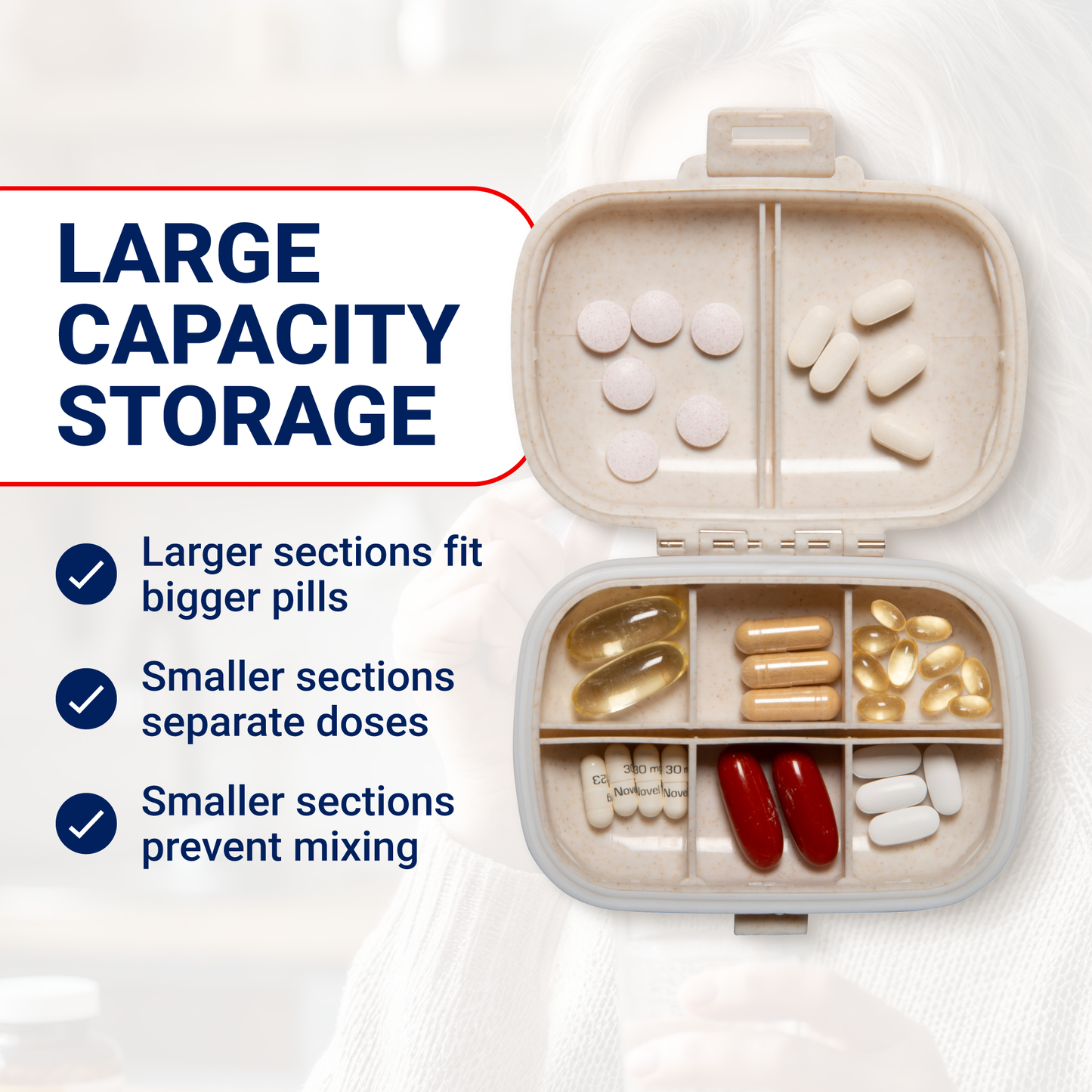Pill Organizer - Clamshell– 4 Pack Portable Travel Pill Cases