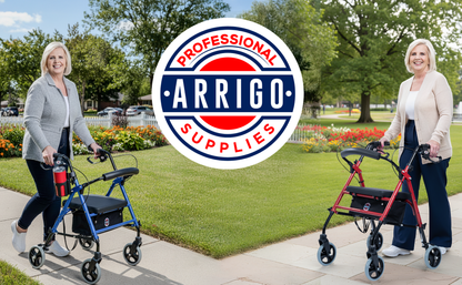 Rollator Walker - Premium - with Extra-Padded Seat, Adjustable Height & Smooth-Ride Wheels
