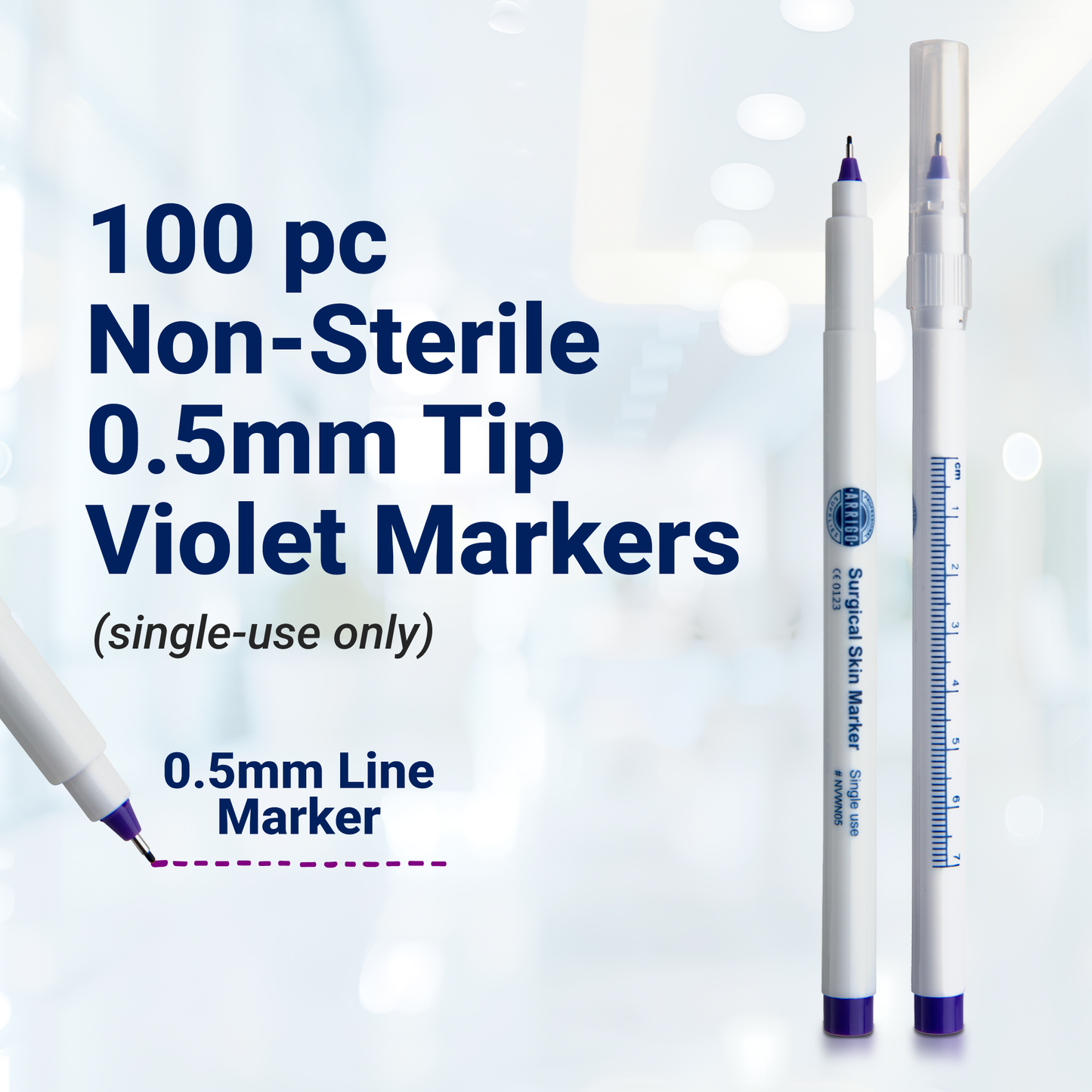Skin Marker - Violet - Fine Tip 0.5mm – 100 Pack