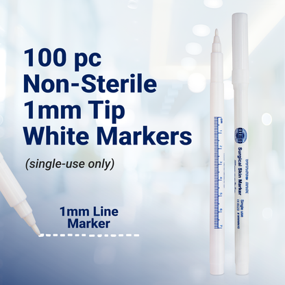 Skin Marker - White - Standard 1.0mm Tip – 100 Pack