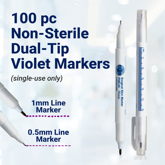 Skin Marker - Violet - Dual Tip 0.5mm & 1.0mm – 100 Pack