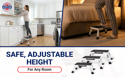 Folding Step Stool – Adjustable Height Portable Steel Step Stool