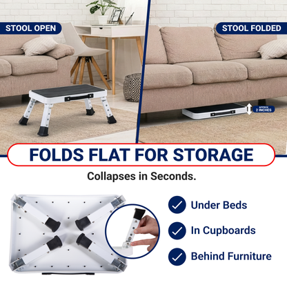 Folding Step Stool – Adjustable Height Portable Steel Step Stool