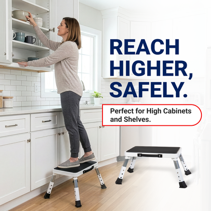 Folding Step Stool – Adjustable Height Portable Steel Step Stool