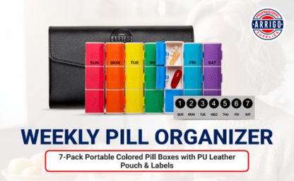 Pill Organizer – Silicone Weekly - 7 Day Travel Pill Box with Magnetic Backing & Daily Dose Compartments