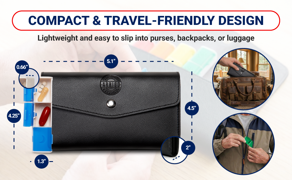 Pill Organizer – Silicone Weekly - 7 Day Travel Pill Box with Magnetic Backing & Daily Dose Compartments