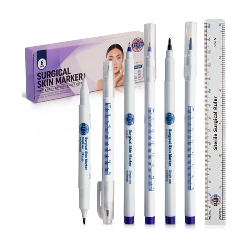 Sterile surgical skin markers with rulers, 6 pack