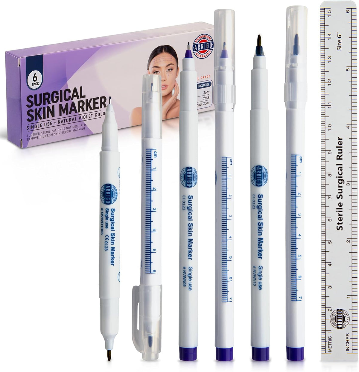 Sterile Surgical Skin Markers with Rulers